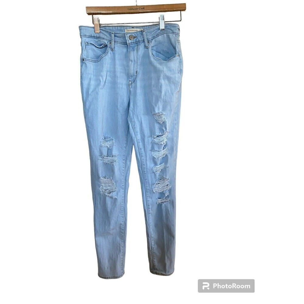 Levi Light Wash Destressed Jeans 721 High Rise Skinny Sz.30